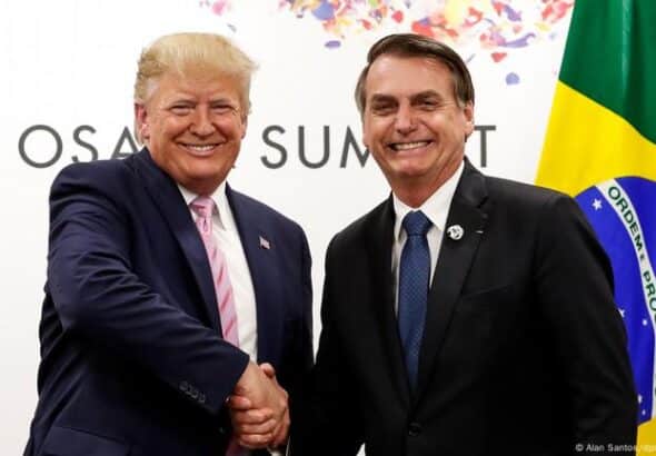 President Donald Trump with far right former Brazilian President Jair Bolsonaro at the G20 summit in Japan in 2019. Photo: Palácio do Planalto.