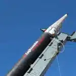 The Yemeni Armed Forces (YAF) Palestine-2 hypersonic ballistic missile is seen moments before launch. Photo: Yemeni Armed Forced/Military Media.