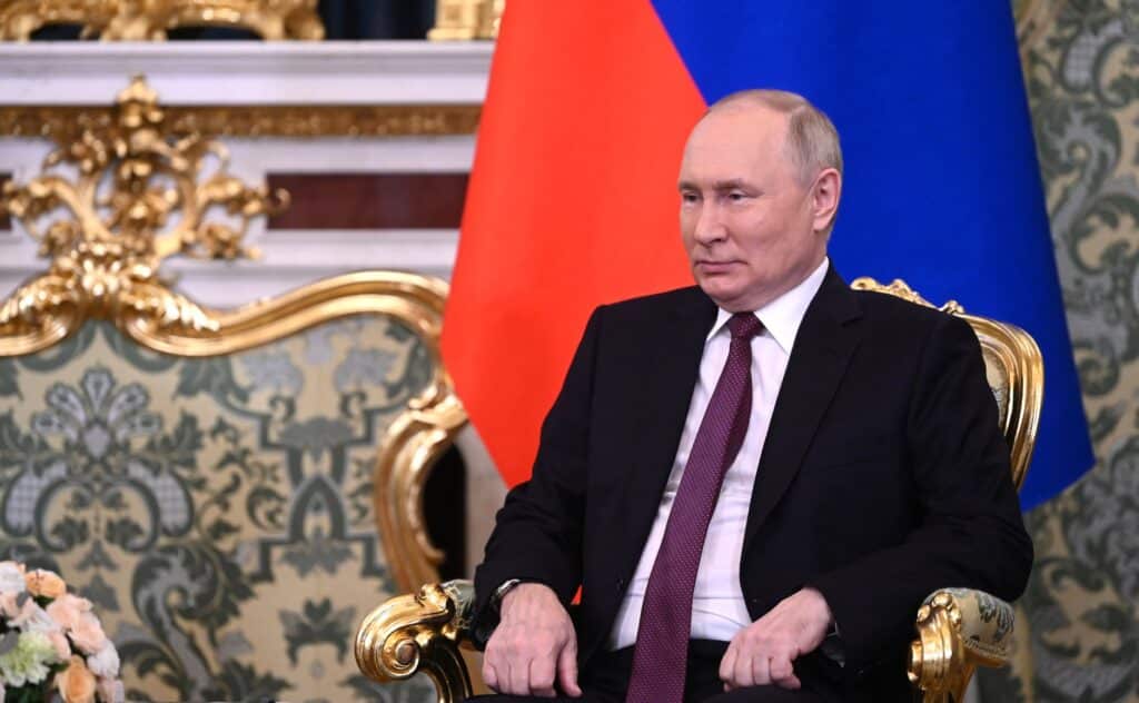 Russian President Vladimir Putin attends a meeting with Belarusian President Alexander Lukashenko at the Kremlin in Moscow, Russia. Photo: Sputnik /Gavriil Grigorov.