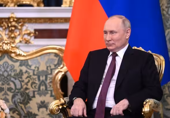 Russian President Vladimir Putin attends a meeting with Belarusian President Alexander Lukashenko at the Kremlin in Moscow, Russia. Photo: Sputnik /Gavriil Grigorov.