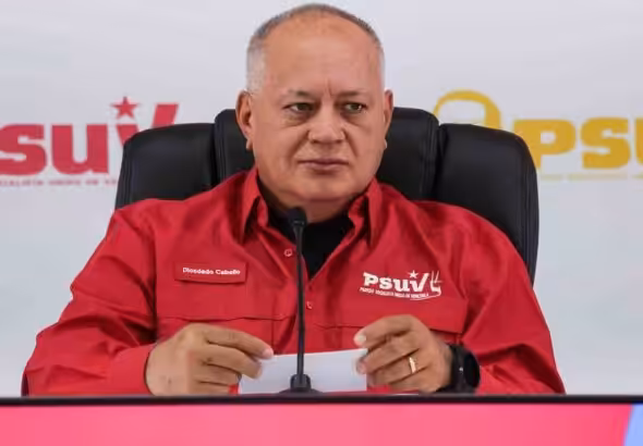 PSUV First Vice President Diosdado Cabello at a press conference, March 13, 2025. Photo: Instagram/@mazo4f.