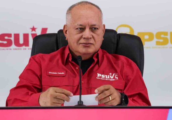 PSUV First Vice President Diosdado Cabello at a press conference, March 13, 2025. Photo: Instagram/@mazo4f.