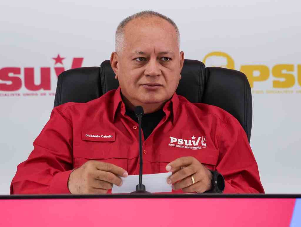PSUV First Vice President Diosdado Cabello at a press conference, March 13, 2025. Photo: Instagram/@mazo4f.