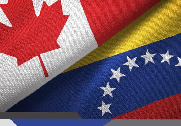 Flags of Canada and Venezuela. File photo.