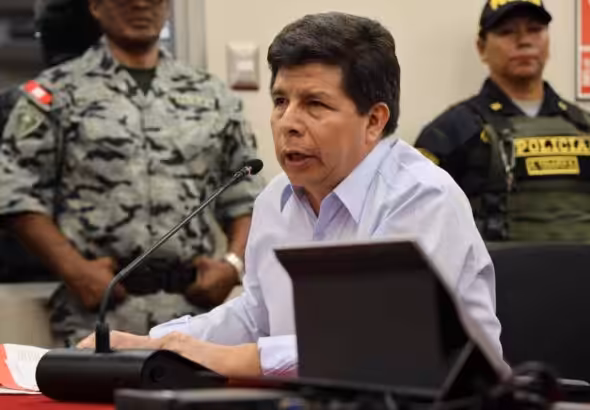 Ousted Peruvian President Pedro Castillo during a court hearing on Monday, March 10, 2025. Photo: EFE.