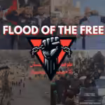 'Flood of the Free' reads text over a compilation of images since the ceasefire. Photo: Samidoun.
