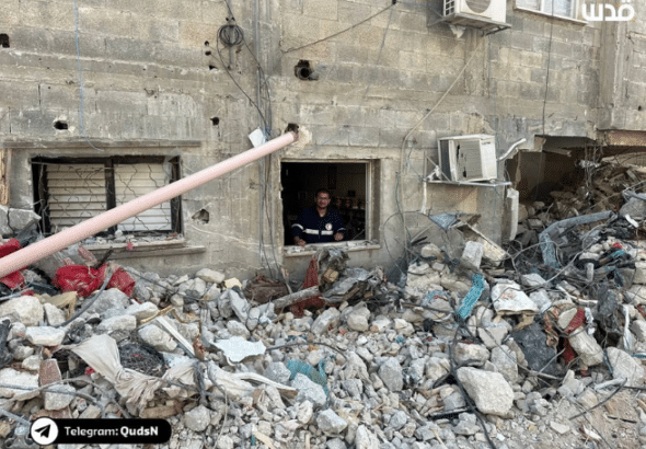 Massive destruction in Tulkarm, in the occupied West Bank. Photo: via QNN.