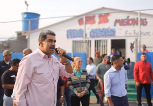 Venezuelan President Nicolás Maduro during a event with the communes in Petare, Caracas, on Thursday, March 27, 2025. Photo: Presidential Press.