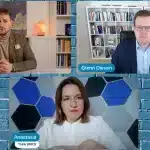 Screenshot from Think BRICS showing the guests Lorenzo Pacini and Glenn Diesen and the show host Anastasia. Photo: Substack.