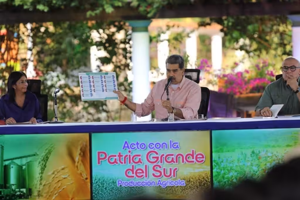 Venezuelan President Nicolás Maduro announces the launch of the Patria Grande del Sur agroecological project, March 13, 2025. Photo: Presidential Press.