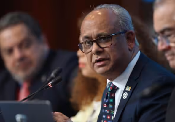 New OAS Secretary General Albert Ramdin, elected on Monday, March 10, 2025, during an extraordinary general assembly in Washington. Photo: EFE.