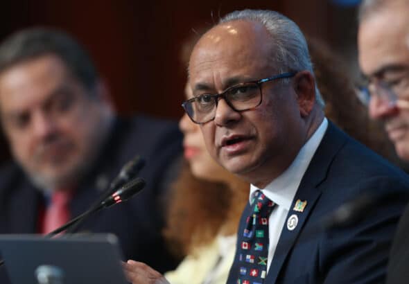 New OAS Secretary General Albert Ramdin, elected on Monday, March 10, 2025, during an extraordinary general assembly in Washington. Photo: EFE.