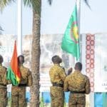 Unveiling of the new AES flag in Burkina Faso. Photo: Burkina Faso Presidency.