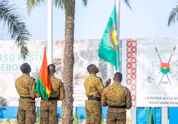 Unveiling of the new AES flag in Burkina Faso. Photo: Burkina Faso Presidency.