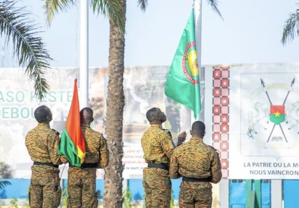 Unveiling of the new AES flag in Burkina Faso. Photo: Burkina Faso Presidency.