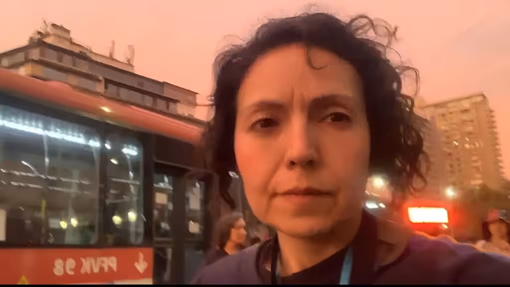 Carolina Sandoval, the Telesur producer in Chile arrested while covering a student protest in Santiago on March 28, 2025. Photo: Telesur.