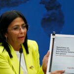Venezuela's Vice President and Oil Minister Delcy Rodríguez holds a document as she addresses the media in Caracas, Venezuela, March 10, 2025. Photo: Reuters.