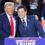 President Donald Trump greets Sen. Marco Rubio during a campaign rally at the J.S. Dorton Arena in Raleigh, North Carolina, on November 4, 2024. Photo: Ryan M. Kelly/AFP/file photo.