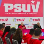 PSUV leader Diosdado Cabello answering questions during the party's weekly press conference this Monday, March 10, 2025. Photo: Con el Mazo Dando.