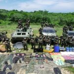 Venezuelan military personnel pose with part of the drugs and equipment seized during the Lightning of Catatumbo security operation in Zulia state. Photo: CEOFANB.