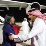 Vice President Delcy Rodríguez arrives in Qatar. Photo: Vicepresidencia de la República Bolivariana de Venezuela/Daniela Millan.