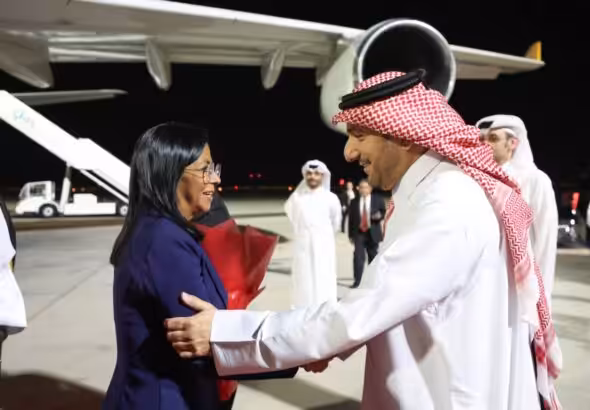 Vice President Delcy Rodríguez arrives in Qatar. Photo: Vicepresidencia de la República Bolivariana de Venezuela/Daniela Millan.