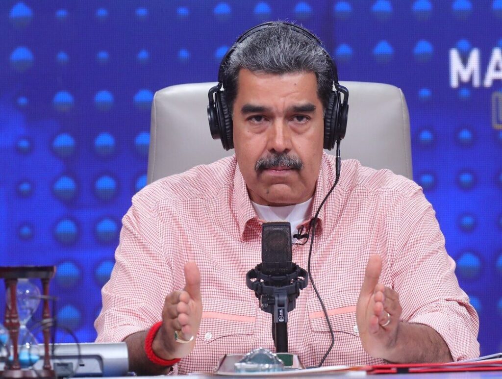 Venezuelan President Nicolás Maduro during his weekly podcast Con Maduro Live de Repente, on Tuesday, April 1, 2025. Photo: Presidential Press.