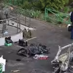 Forensic experts working at the site of the blast in Balashikha, Moscow Region, Russia on April 25, 2025. Photo: Maksim Blinov/Sputnik.