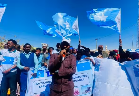 Protests in Las Anod, January 2023, call for Somalian reunification. Photo: Wikimedia.