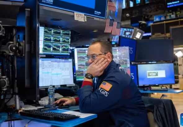 A trader works on the floor of the New York Stock Exchange in New York, the United States, on Feb. 3, 2025. U.S. stocks ended lower on Monday, as investors reacted to the Donald Trump administration's planned tariff rollout. The Dow Jones Industrial Average fell 122.75 points, or 0.28 percent, to 44,421.91. The S&P 500 sank 45.96 points, or 0.76 percent, to 5,994.57. The Nasdaq Composite Index shed 235.49 points, or 1.20 percent, to 19,391.96. Photo: Michael Nagle/Xinhua.