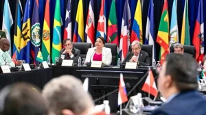 Honduran President Xiomara Castro (C). Photo: @Canal6Honduras/X.