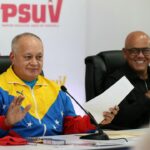 The general secretary of the United Socialist Party of Venezuela, Diosdado Cabello, presents the names of the Great Patriotic Pole coalition's candidates for the National Assembly Election of May 25. Photo: Con El Mazo Dando.