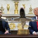 US President Donald Trump meets El Salvador's President Nayib Bukele in the Oval Office of the White House in Washington DC, April 14, 2025. Photo: Brendan Smialowski/AFP via Getty Images.