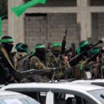 Fighters of the Palestinian resistance movement Hamas are seen in Nuseirat refugee camp in the central Gaza Strip on February 22, 2025. Photo: AFP.