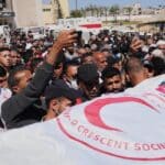 Funeral service. Photo: Abdel Kareem Hana/AP.