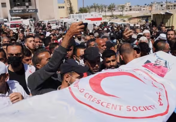 Funeral service. Photo: Abdel Kareem Hana/AP.