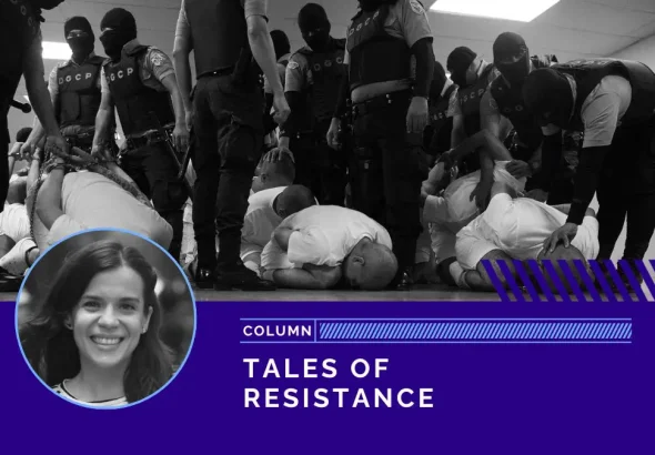 Venezuelans deported by the US government to El Salvador being treated like terrorists. Photo: Philip Holsinger/Time.