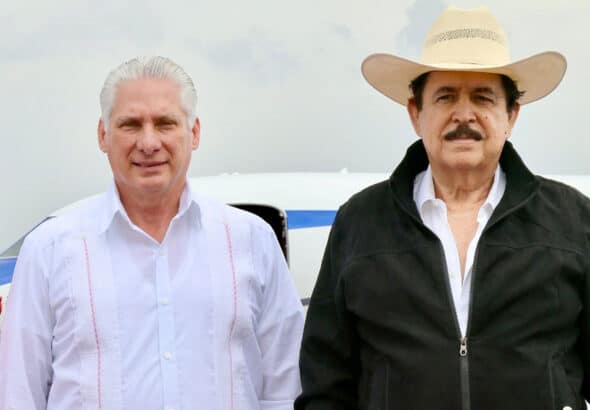 Cuban President Díaz-Canel and Manuel Zelaya. Photo: Presidencia Cuba.