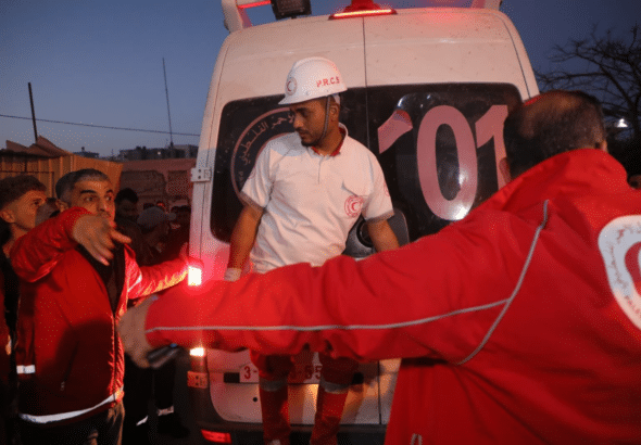 The Palestinian Red Crescent Society (PRCS) announced on Sunday that it had recovered the bodies of 14 workers in Rafah. Photo: Palestine Chronicle.