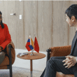 Venezuela's Vice President Delcy Rodríguez with ambassador of the People's Republic of China in Venezuela, Lan Hu. Photo: file photo.