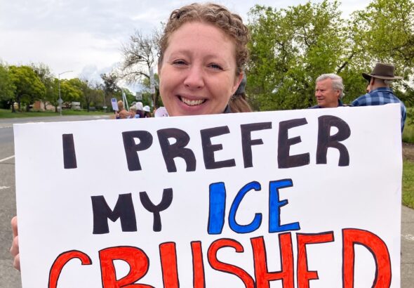 Boycott Avelo Airlines protest, Santa Rosa Airport, CA, April 26. Photo: Roger D. Harris.