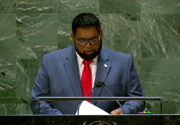 Irfaan Ali, President of Guyana, addressing the UN General Assembly in 2021. Photo: UN.