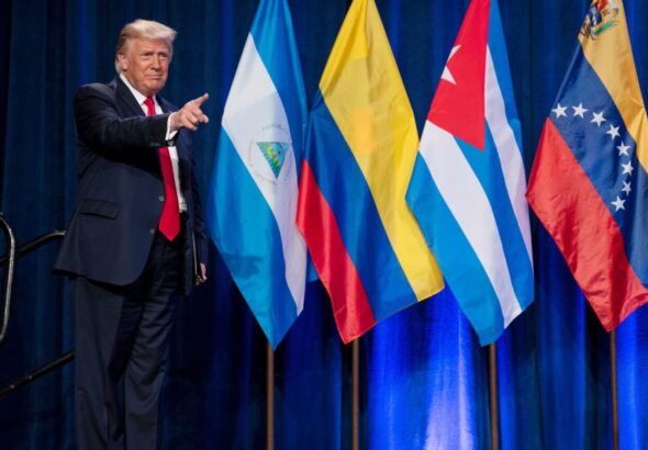 US President Donald Trump at a "Latinos for Trump" event in 2020. Photo: AP/Evan Vucci.