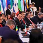 Honduran President Xiomara Castro addressing the head of states and government participating at the 9th CELAC Summit held in Tegucigalpa, on Wednesday, April 9, 2025. Photo: CELAC.