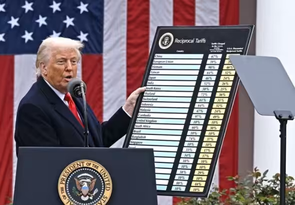US President Donald Trump on “Liberation Day.” Photo: Getty Images.