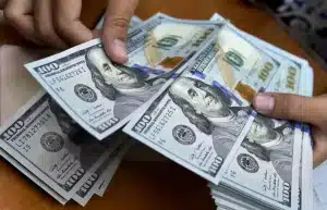 A person counts US dollar bills. Photo: AFP/File photo.