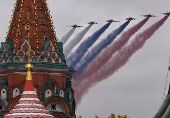 SU-25 attack aircraft at the military parade on Red Square in Moscow dedicated to the 80th anniversary of the Victory in the Great Patriotic War. Photo: Sputnik.