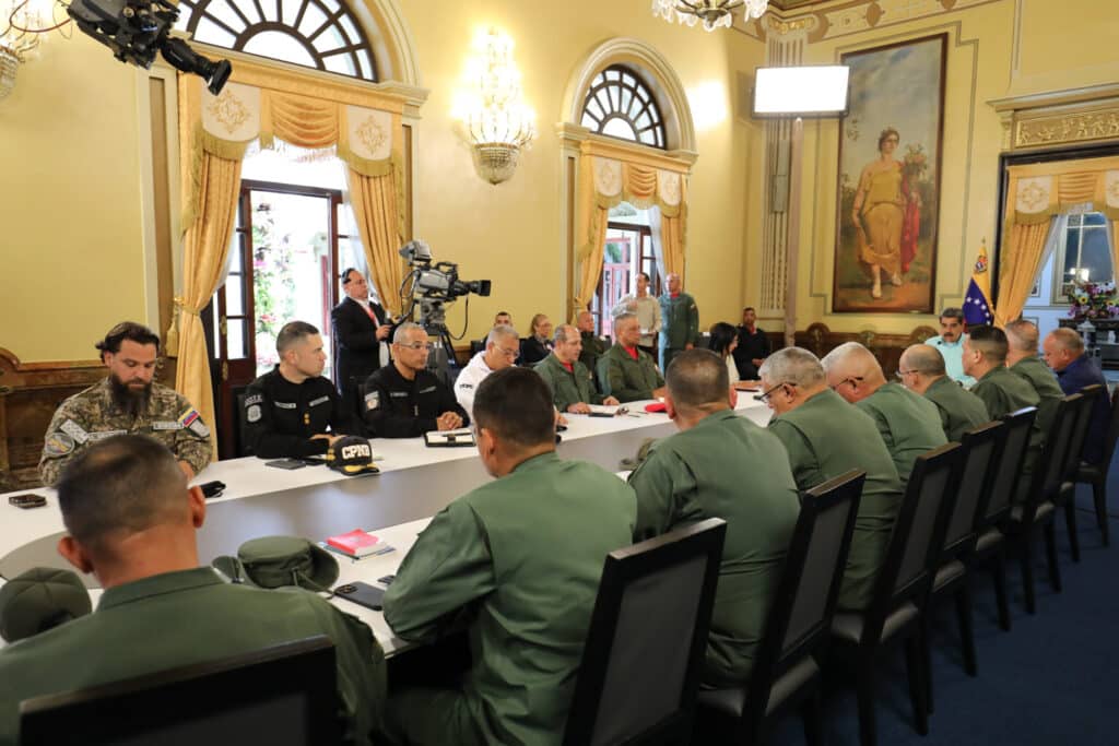 Venezuelan President Nicolas Maduro leads a meeting with state security agencies at Miraflores Palace on May 19, 2025. Photo: Presidential Press.