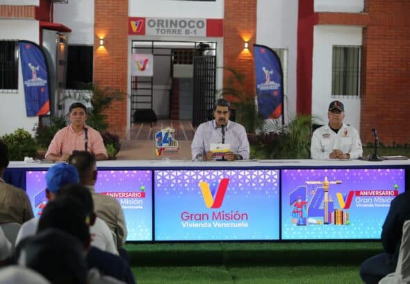 Venezuelan President Nicolás Maduro announcing a monthly income raise for workers in Ciudad Bolívar, Bolívar state, on April 30, 2025. Photo: Presidential Press.