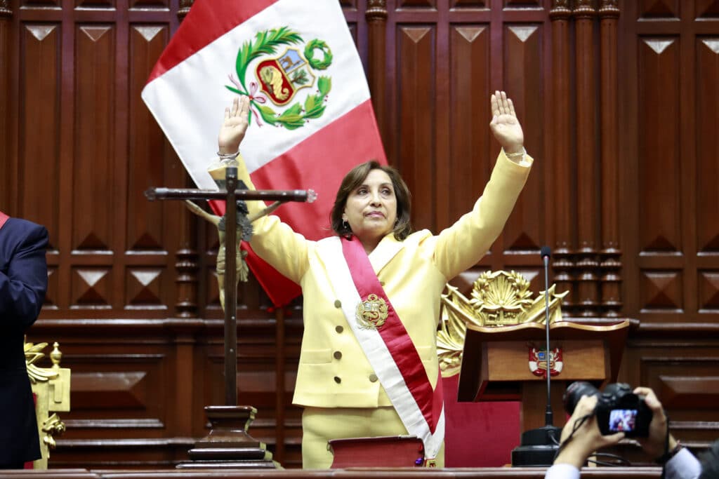 Dina Boluarte being sworn in as president in 2022. Photo: Presidency of the Republic of Peru.